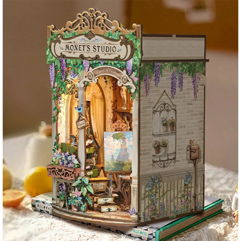 Wooden Monet's Studio Book Noo - Diy Wooden Book Nook Kit Shelf Insert ulasan dan harga