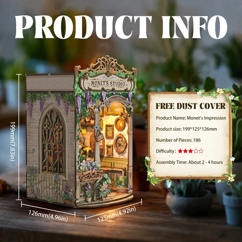 Wooden Monet's Studio Book Noo - Diy Wooden Book Nook Kit Shelf Insert ulasan dan harga