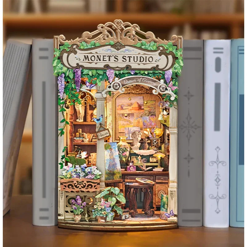Wooden Monet's Studio Book Noo - Diy Wooden Book Nook Kit Shelf Insert ulasan dan harga