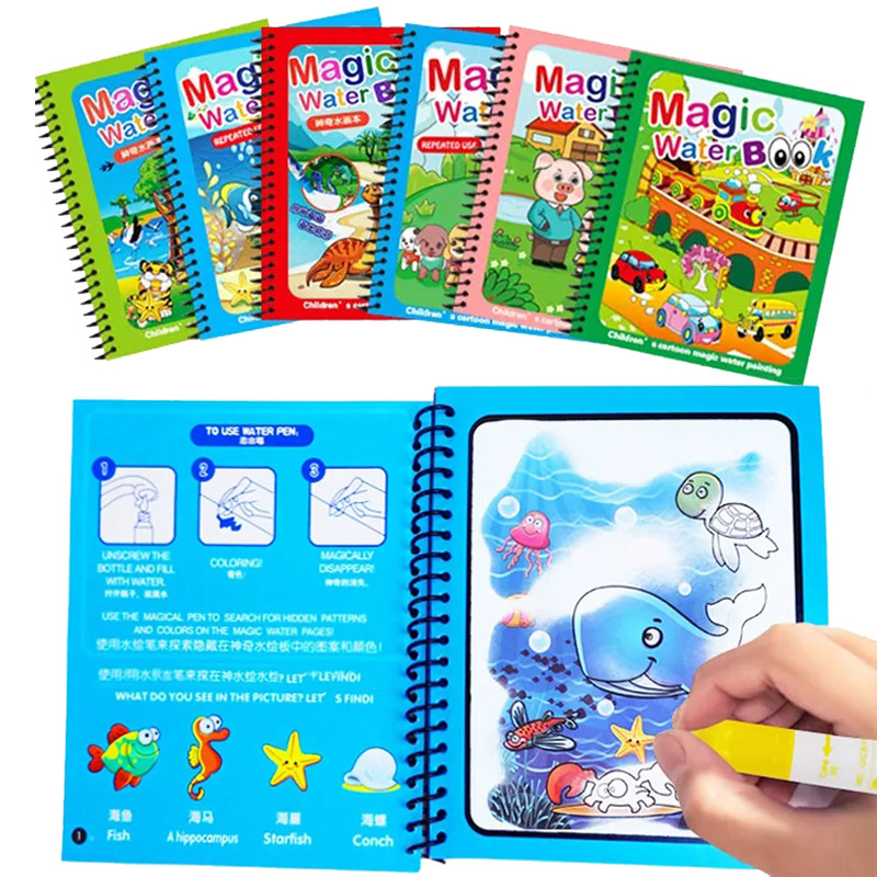 Kids Montessori Toys Reusable  - Reusable Water Magic Coloring Book ulasan dan harga