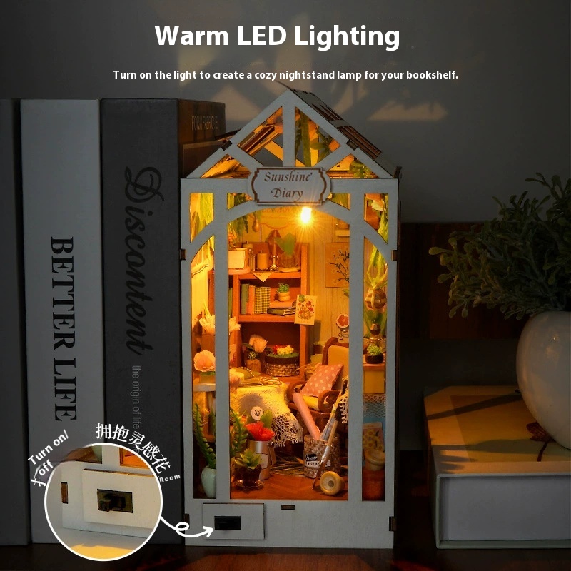 Diy Wooden Sunshine Diary Book - Diy Wooden Book Nook Kit Shelf Insert ulasan dan harga