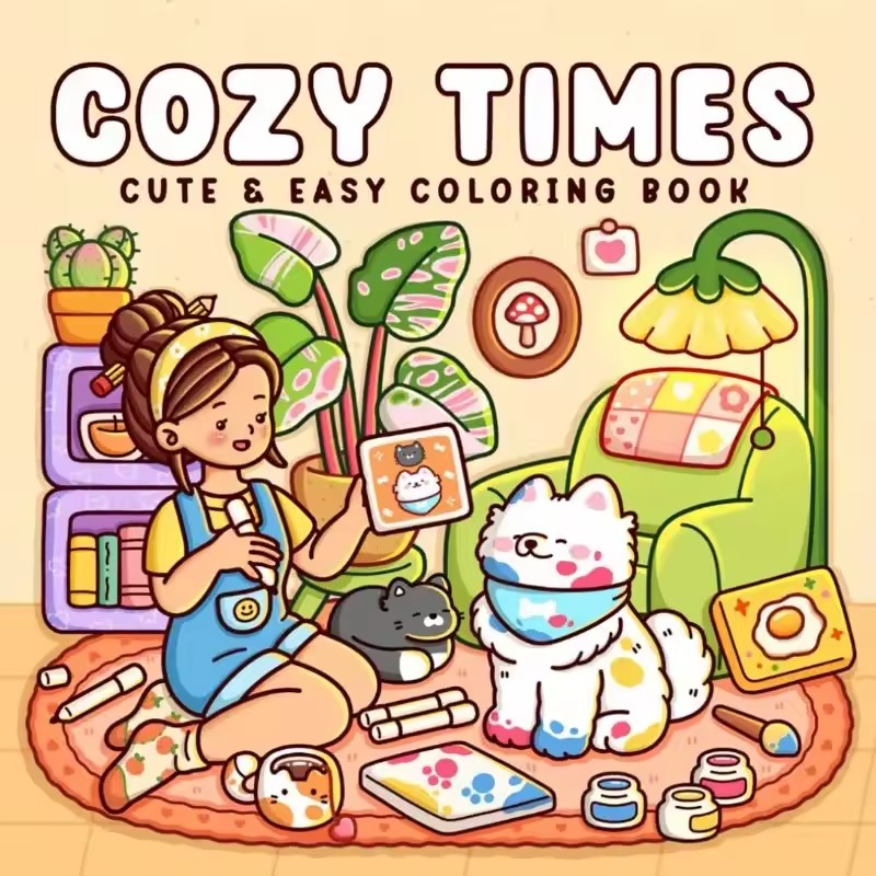 Cozy Time Cute & Easy Coloring - Adult Coloring Book Stress Relief ulasan dan harga