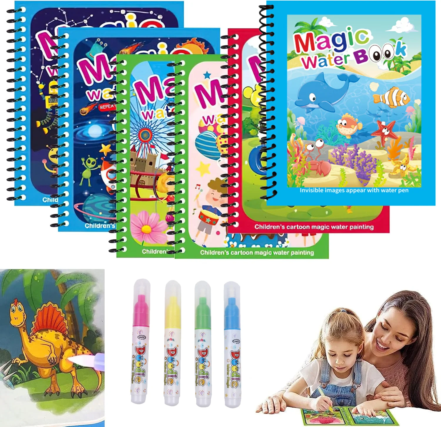 Reusable Coloring Water with W - Reusable Water Magic Coloring Book ulasan dan harga