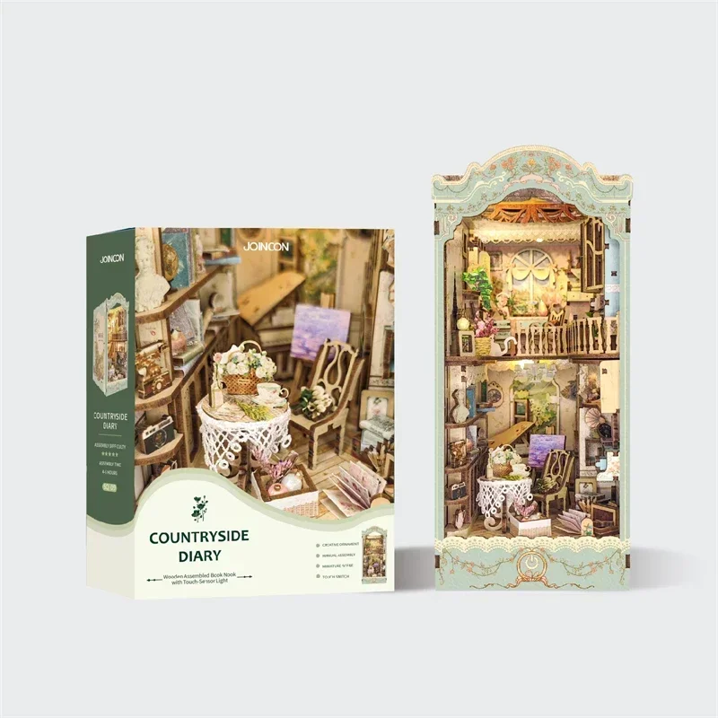 DIY Wooden Pastoral Diary Book - Diy Wooden Book Nook Kit Shelf Insert ulasan dan harga
