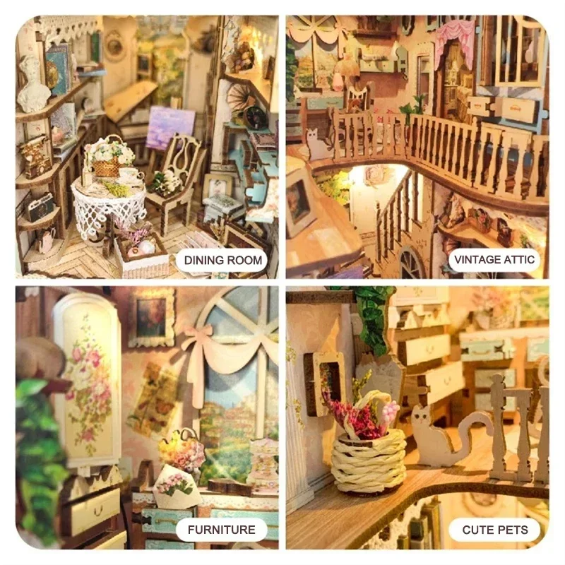 DIY Wooden Pastoral Diary Book - Diy Wooden Book Nook Kit Shelf Insert ulasan dan harga