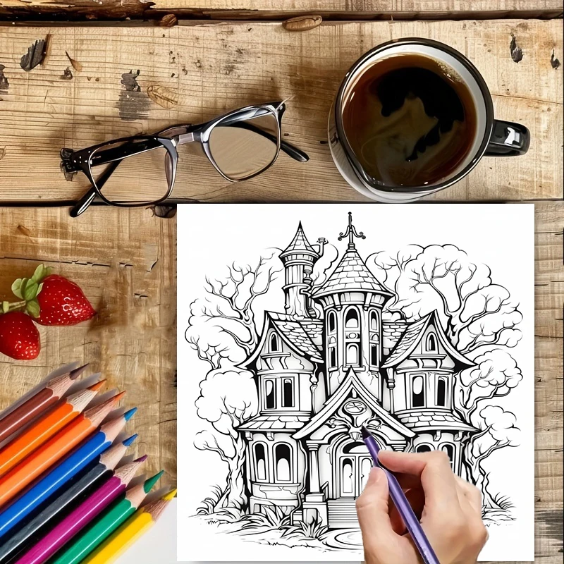Haunted House Coloring Book fo - Adult Coloring Book Stress Relief ulasan dan harga