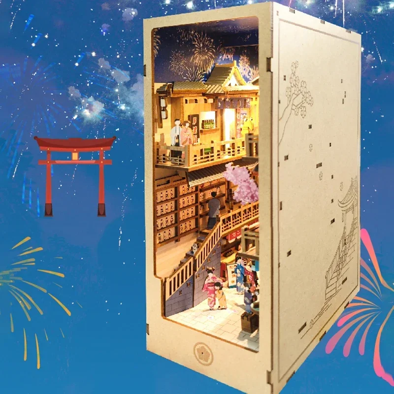 Japanese Retro DIY Wooden Book - Diy Wooden Book Nook Kit Shelf Insert ulasan dan harga