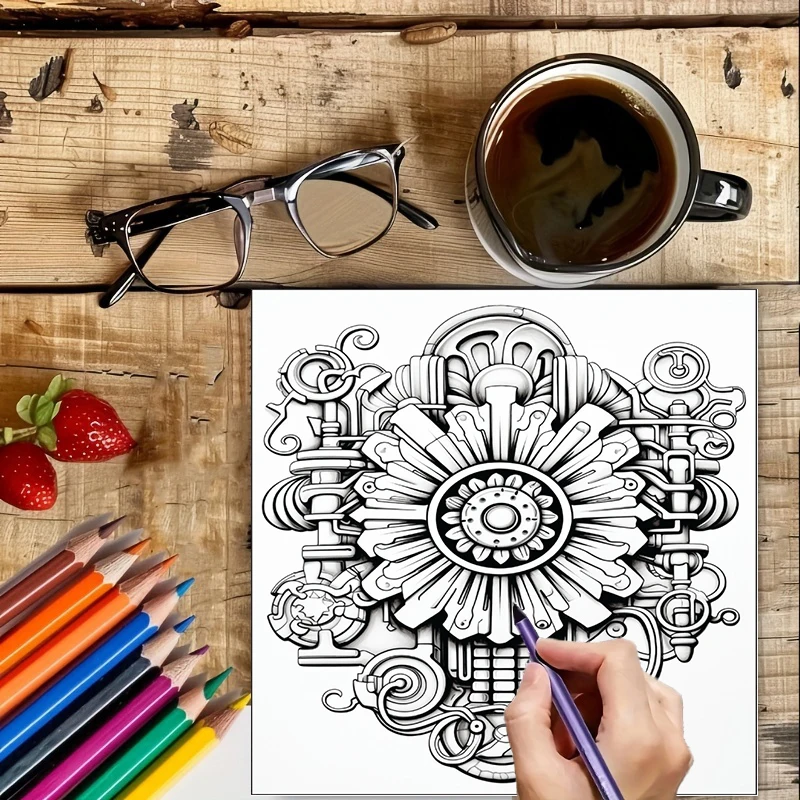 Coloring Book Steampunk Flower - Adult Coloring Book Stress Relief ulasan dan harga