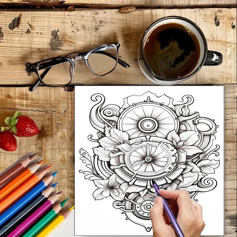 Coloring Book Steampunk Flower - Adult Coloring Book Stress Relief ulasan dan harga