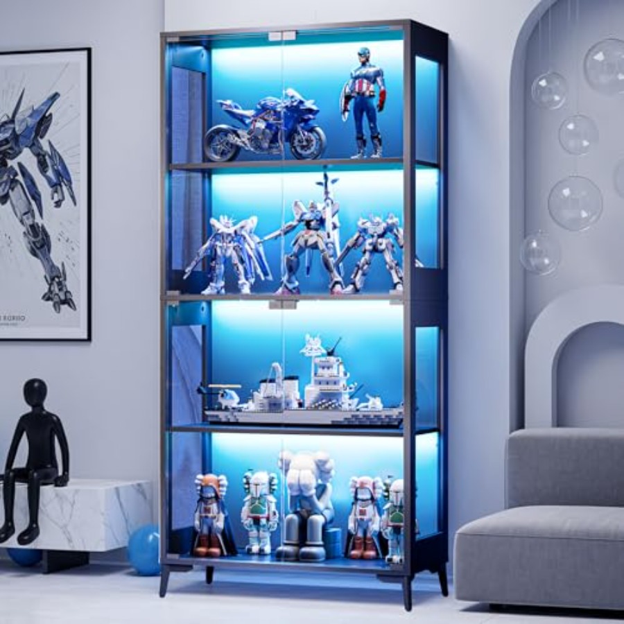 Glass display cabinet with doo - Books ulasan dan harga