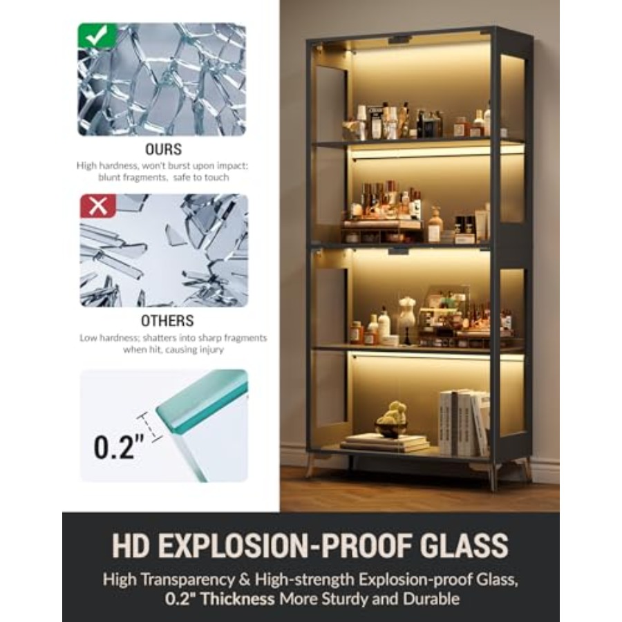 Glass display cabinet with doo - Books ulasan dan harga
