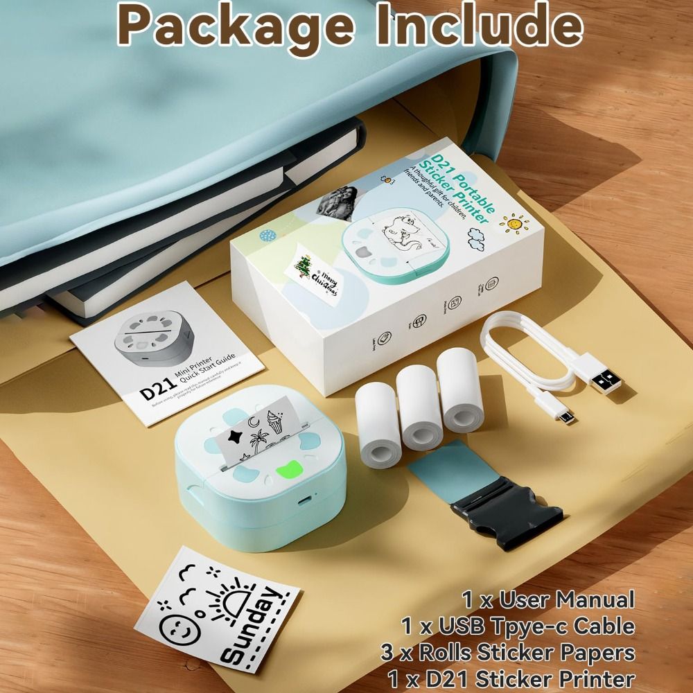 Mini Sticker Printer with 3 Pa - Mini Pocket Thermal Printer Paper Roll ulasan dan harga