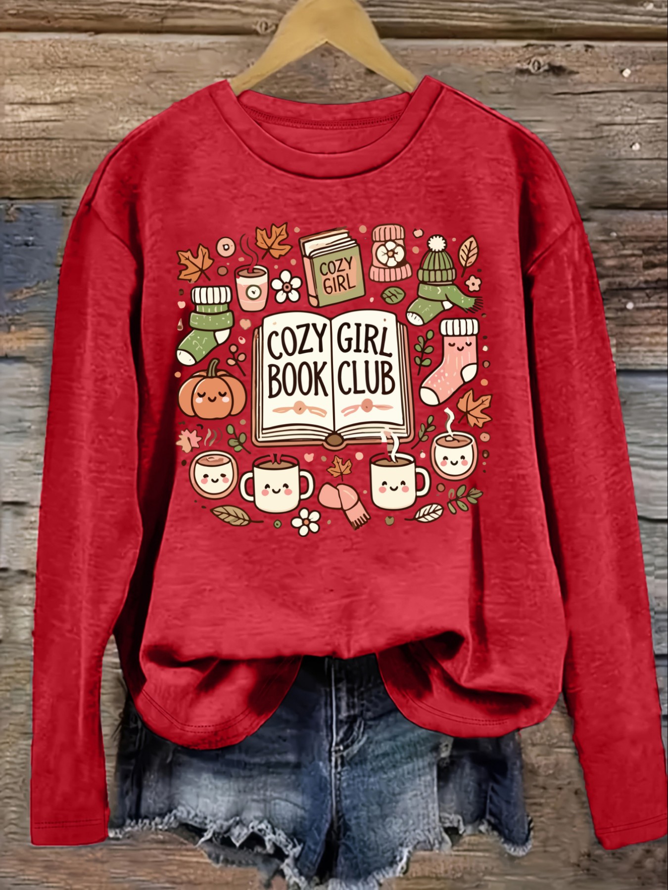 Women's Casual Long Sleeve Cre - Books ulasan dan harga