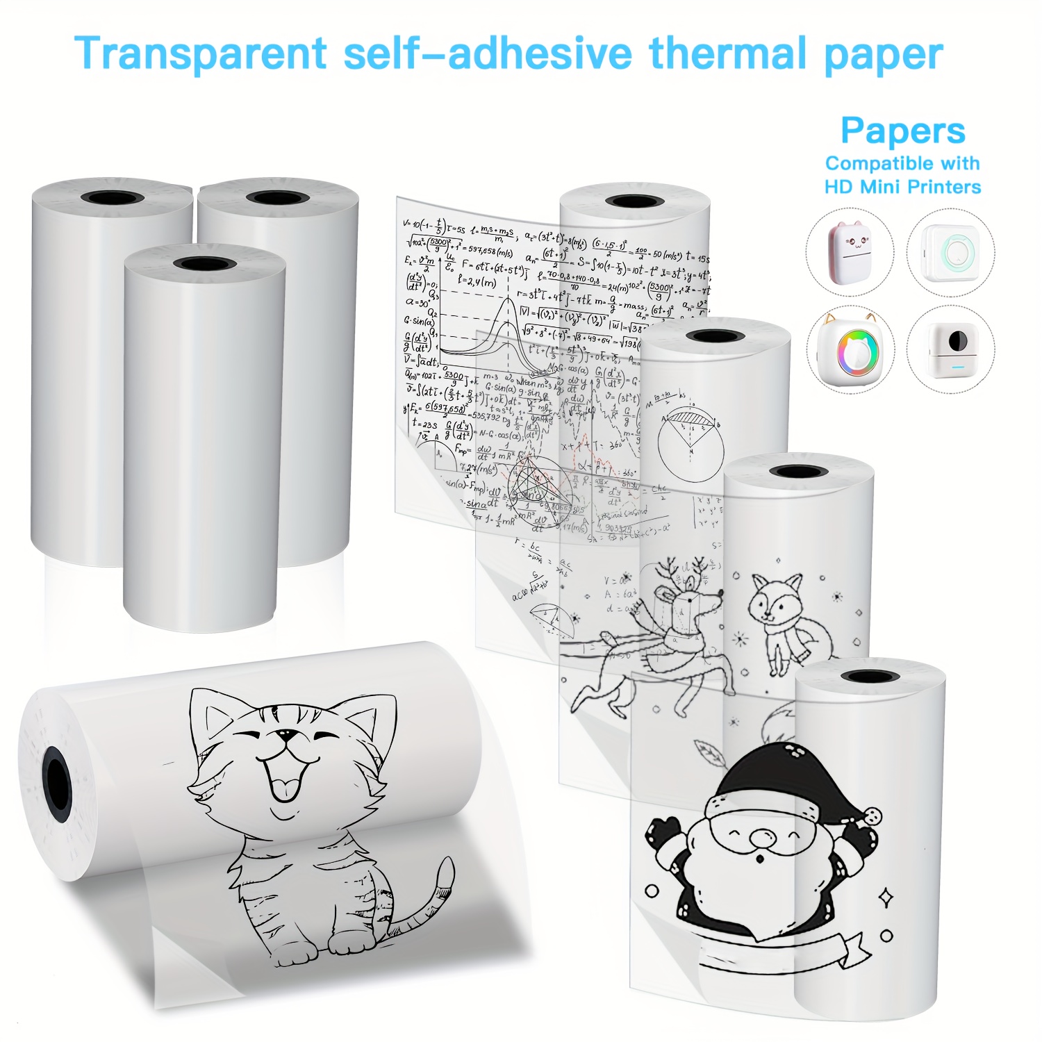 2/4/8 Rolls Clear Self-Adhesiv - Mini Pocket Thermal Printer Paper Roll ulasan dan harga