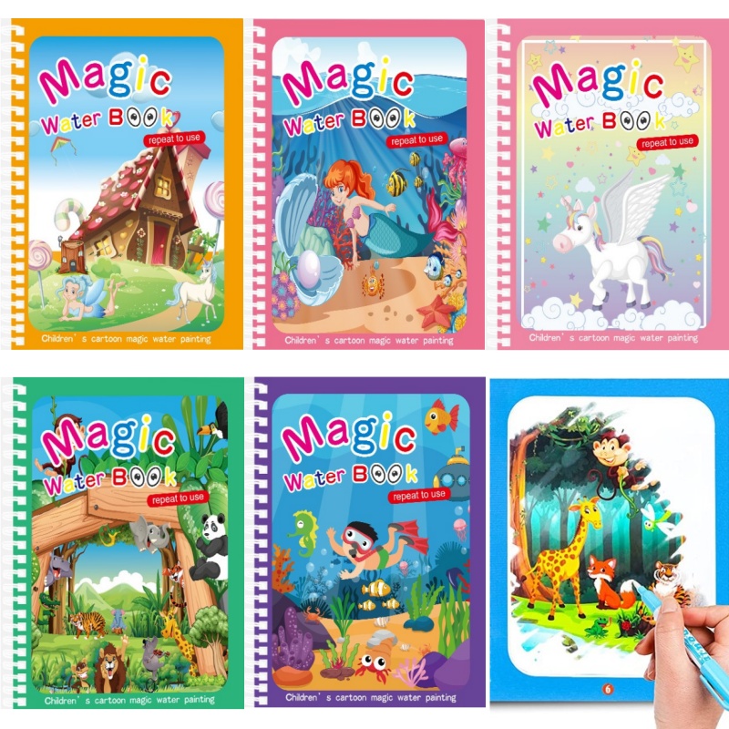 Children's Magic Water Drawing - Reusable Water Magic Coloring Book ulasan dan harga